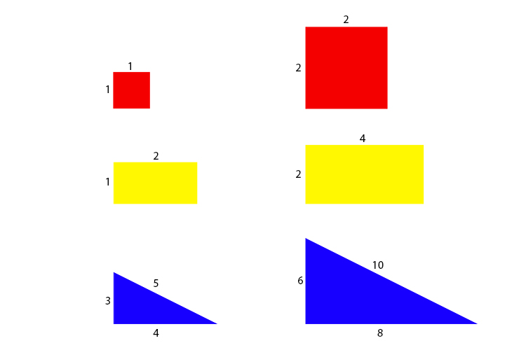 Examples of similar shapes where the size is different