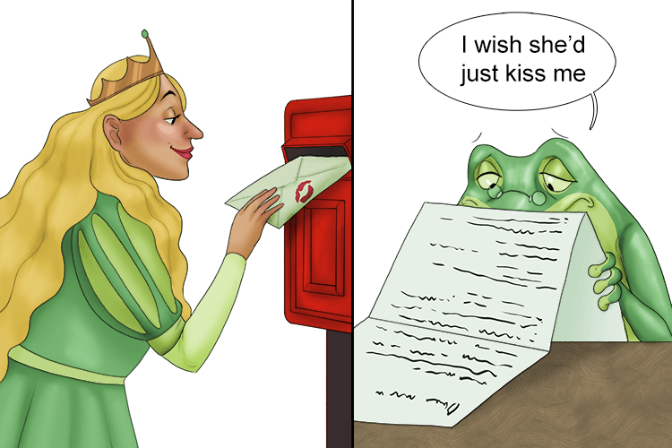 The princess corresponded with the frog.