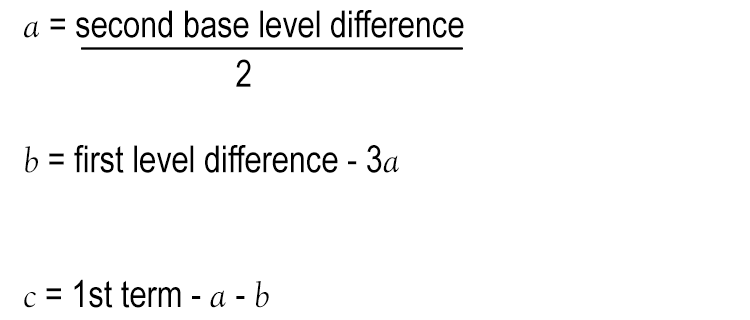 We want to find `a n^2 + bn + c`