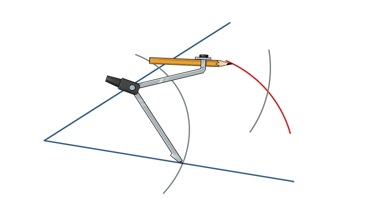 Without adjusting the compass, repeat this arc from the other point of intersection