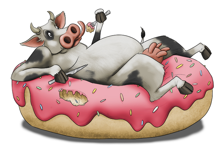 Imagine cows trying to eat a giant doughnut.