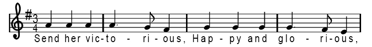I can see the different frequencies (sequence) of the repeated passage of music, one higher and one lower, enen in the British National Anthem.