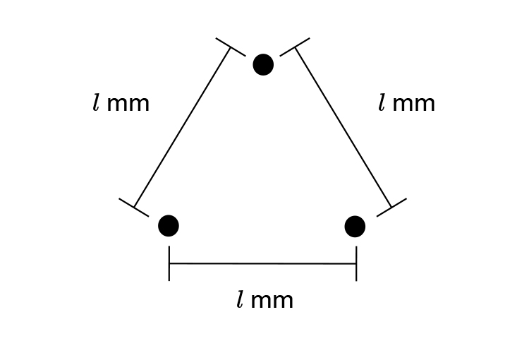Distance between the three legs of a spherometer is equal