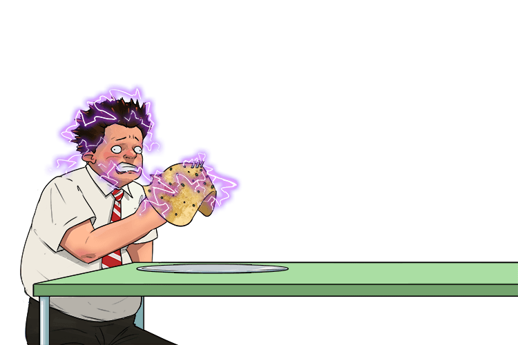 The school served omelettes (coulomb) with an electrical charge flowing through them