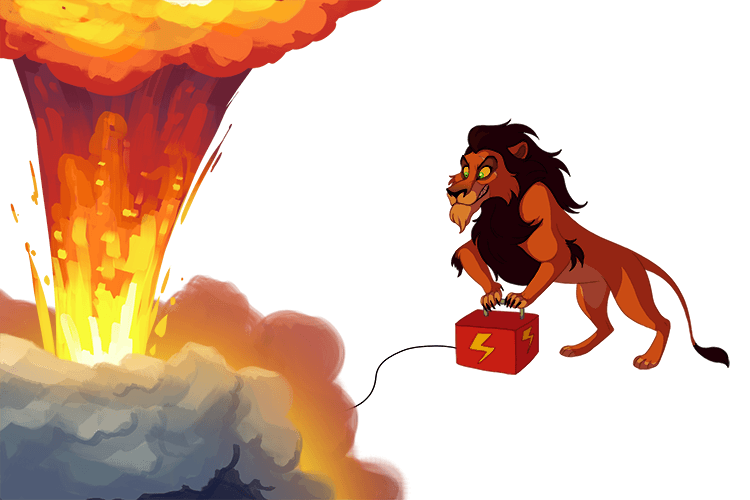 The dynamite only (dynamo) explodes when an electrical current is switched on by the Disney character (direct current). 