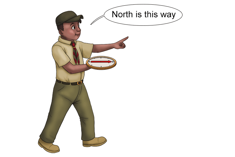 The North pole of a freely suspended magnet or compass point towards the Earths North pole.