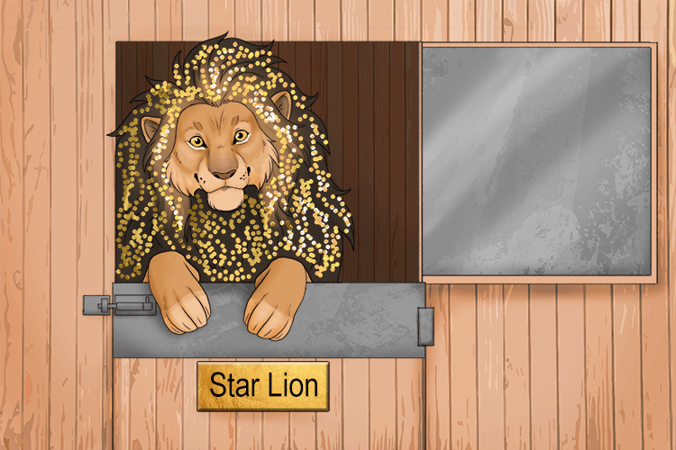The lion's mane had sequins in it, but despite being a star (main sequence star) he lived in a stable.