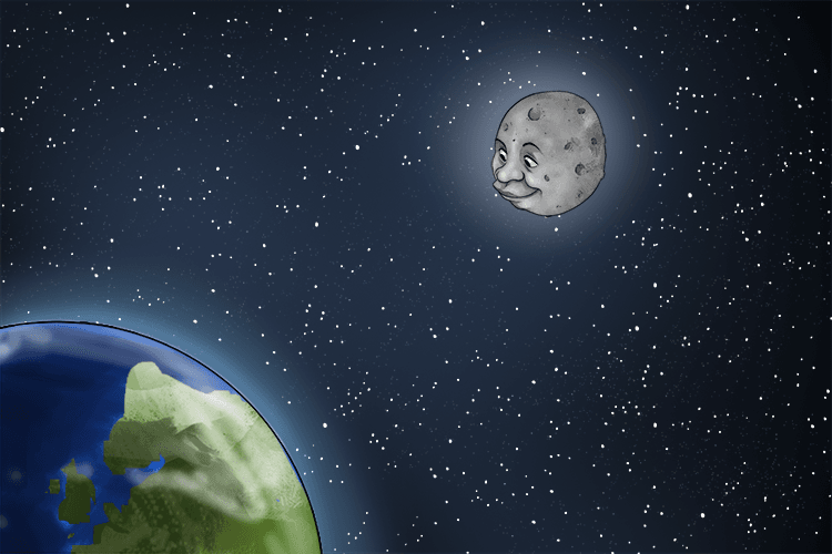 A natural object that has sat in Earth's orbit for millions of years and lights (natural satellite) our way at night is the moon.