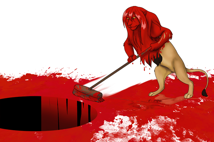 The rest of the soup was all over the floor, it had to be swept into the sewerage hole which is a great big black hole (black hole) in the ground.