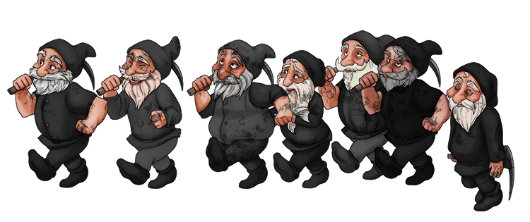 Before the seven dwarfs went on stage, they were dressed in black (black dwarf) to look like they've been working down a mine. 