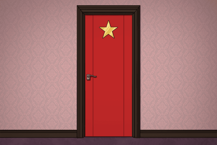 Go to the theatre and open the stars (all about stars) dressing room.