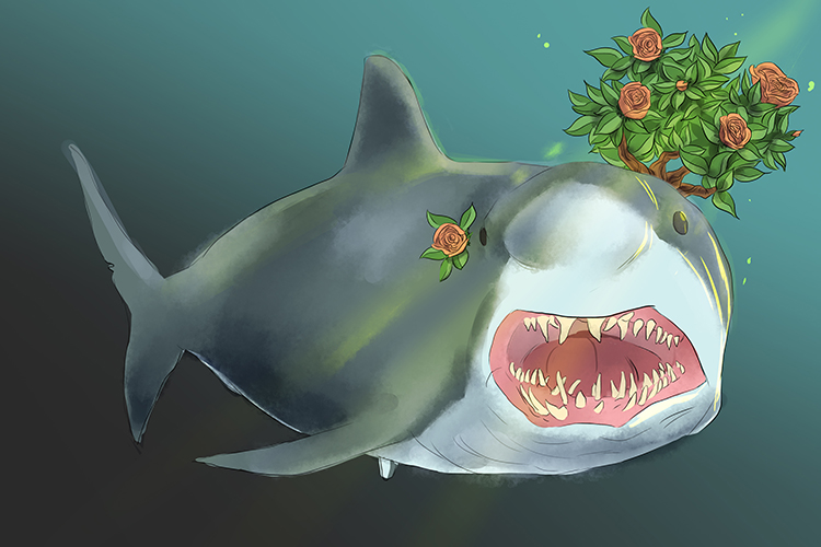 The Heavily Watered Bush (H W Bush) was so heavily watered it got washed into the sea and Jaws (George) used the roses to make her feel pretty.