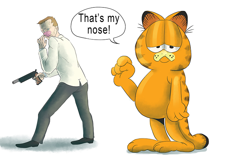  "That's my nose (20)!" Garfield the Cat (Garfield) said, but the man denied theft (881 = 1881).