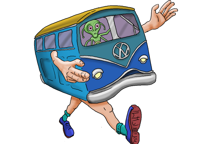 The van that was blue and could run (Van Buren) was driven by a Martian (Martin).