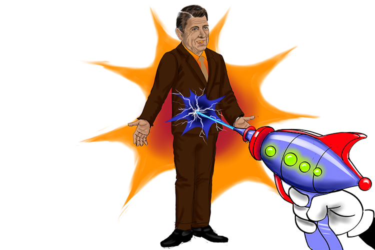 Ronald Reagan being zapped with a ray gun