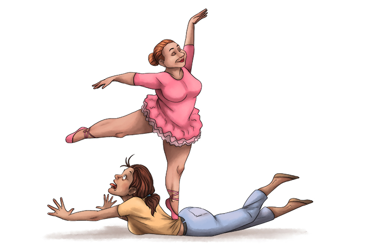 Her back pain was caused by her best pal dancing (espalda) on her.