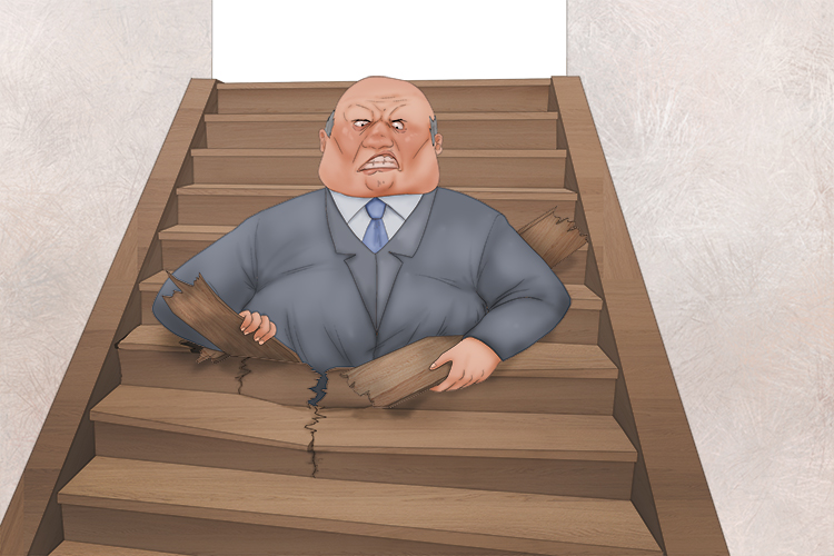 The boss is heavy and the stairs failed (jefe).