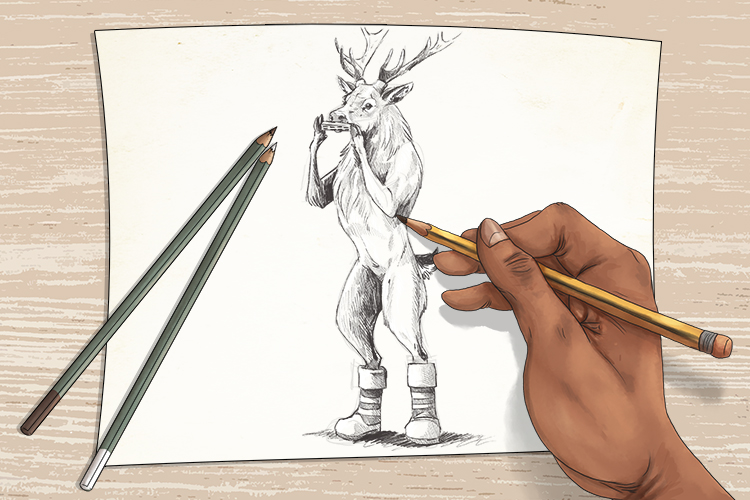 My favourite thing to draw is a deer in boots playing a harmonica (dibujar).