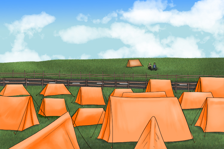 The field was full so they had to camp over (campo) the road.