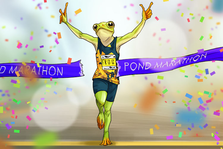The frog ran a (rana) marathon