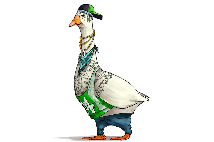 The goose joined a gang so (ganso) it would get more respect