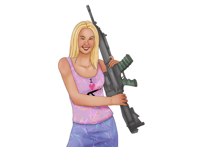 Pistola is feminine, so la pistola. Imagine a lady obsessed with guns.