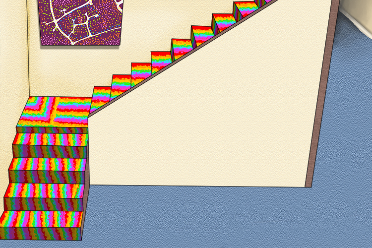 I want to lay that colourful carpet (colocar) on my stairs.