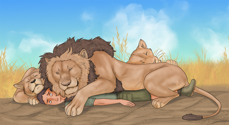 If lions lay on (león) you, remain perfectly still.