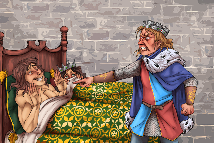 The main reason the prince thinks his pal (principal) betrayed him is that he found him in bed with his wife.