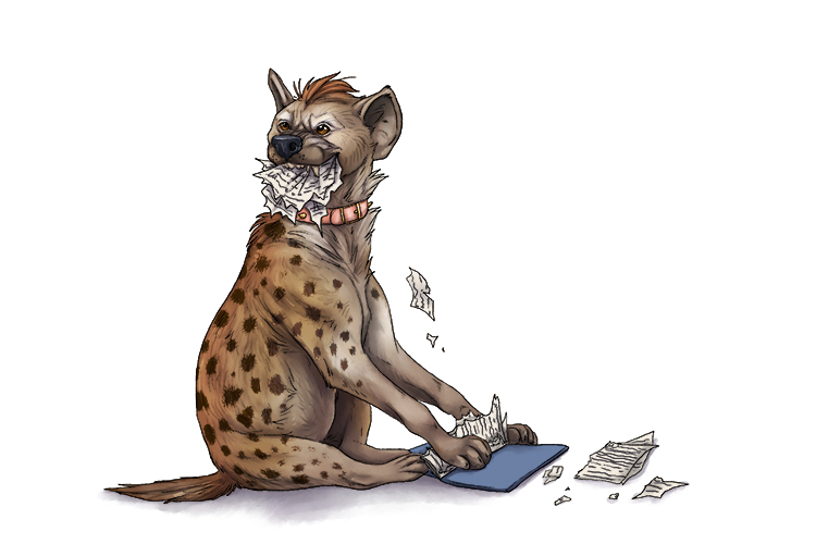 The pages were being ripped out of the book by pa's hyena (página).