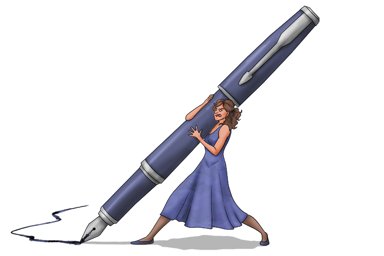 Pluma is feminine, so it's la pluma. Imagine a lady writing with a giant pen.