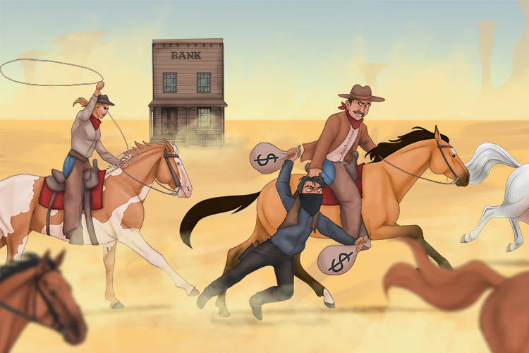 Place in position, the posse grabbed the thief on (posición) his way to the next bank.