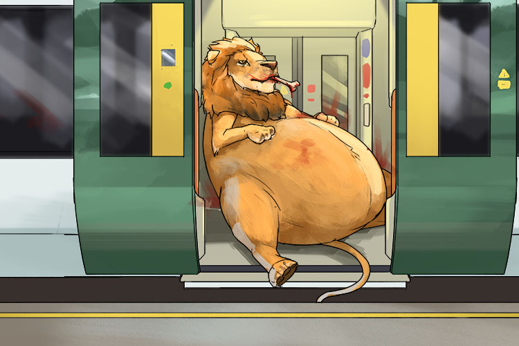 Travelling by rail, the ferocious carnivore made a really (ferrocarril) short meal of all its fellow passengers