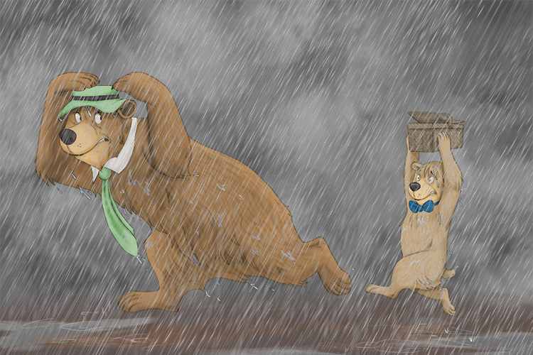 It started to rain on Yogi Bear (llover) - he and Boo Boo were getting soaked in the Jellystone Park downpour.  