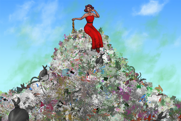 Basura is faminine, so it's la basura. Imagine a lady on top of a huge pile of rubbish.