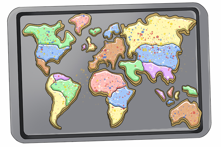 The shape of the biscuits formed a map (forma) of the world.