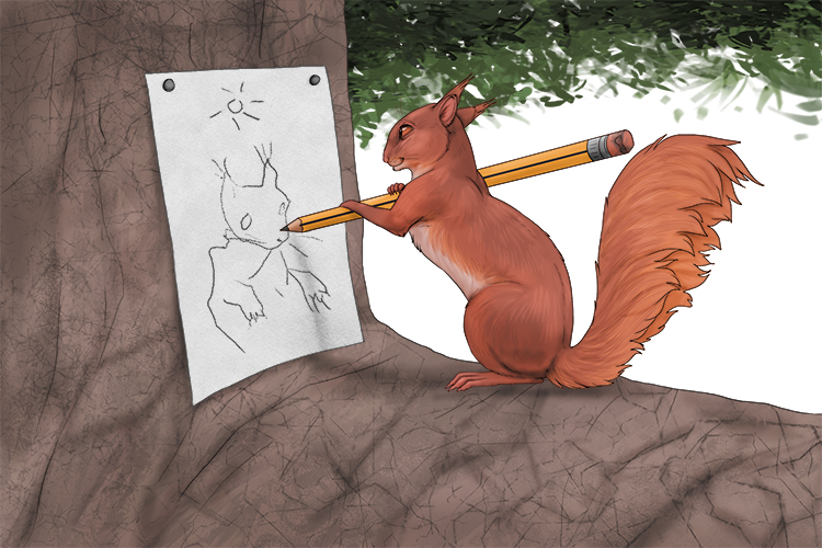 The squirrel thought she was an artist but she had no idea (ardilla) how to draw.