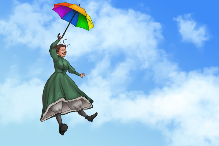 She used an umbrella like a parachute and glided down; it was (paraguas) an amazing sight.
