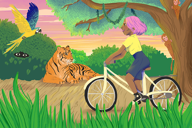 She wanted to travel through the jungle on her bike – even though she knew it would be hard (viajar) way of doing it.