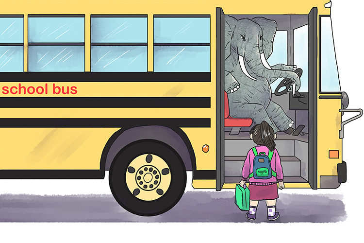 Autobús is masculine, so it’s el autobús. Imagine an elephant driving a bus