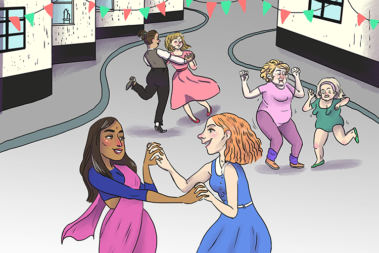 Calle is feminine, so it’s la calle. Imagine ladies dancing all the way along the street:
