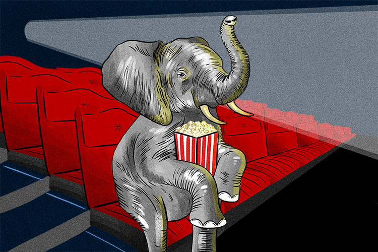 Cine is masculine, so it's el cine. Imagine an elephant going to the cinema: