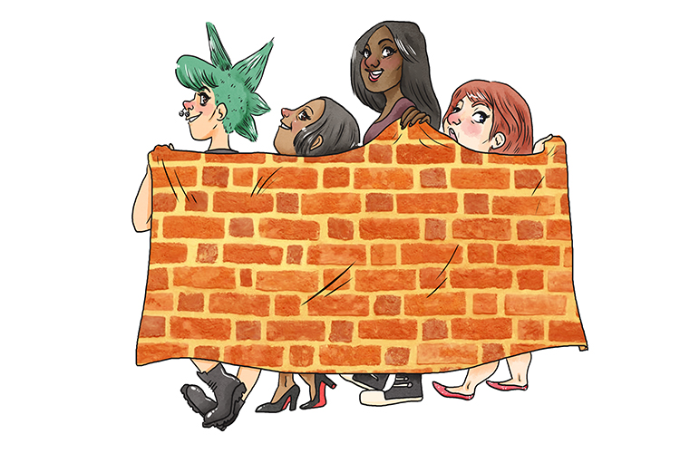 Pared is feminine, so it’s la pared. Think of a group of ladies dressing up as a wall