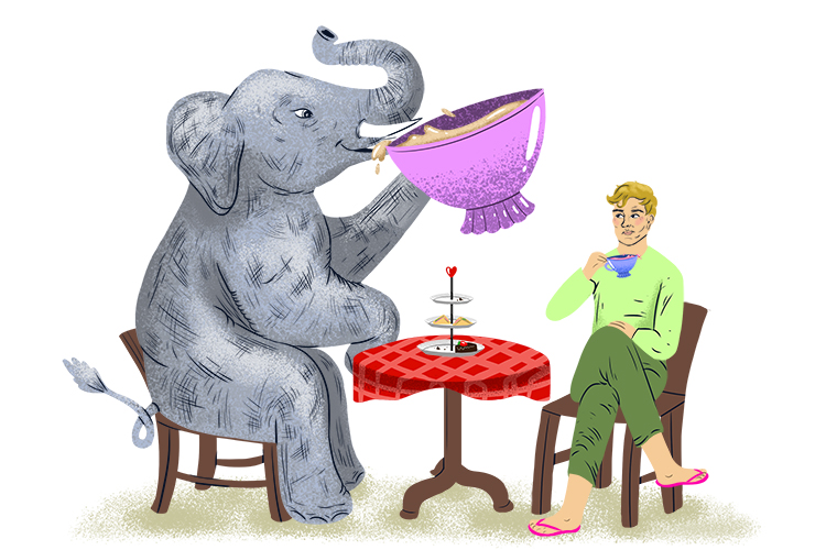 té is masculine, so it's el té. Imagine an elephant drinking a huge cup of tea.