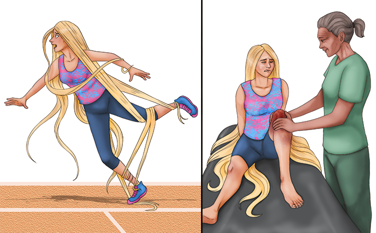 When you exercise, ensure your hair is tied; otherwise you might have to see a physio (ejercicio).
