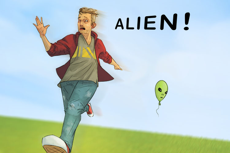 He ran towards us, screaming that he'd actually seen an (hacia) alien 
