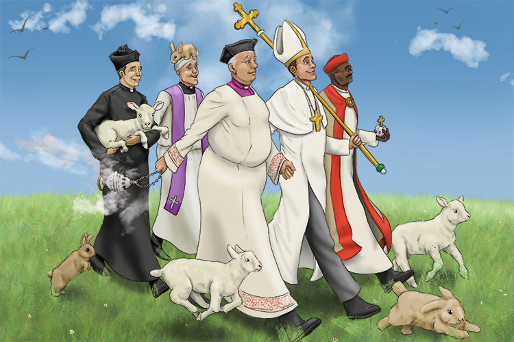 In spring the priests march, as the weather is fairer (primavera).