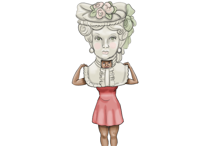 Cabeza is feminine, so it's la cabeza. Imagine a lady wearing a huge porcelain ladies head.
