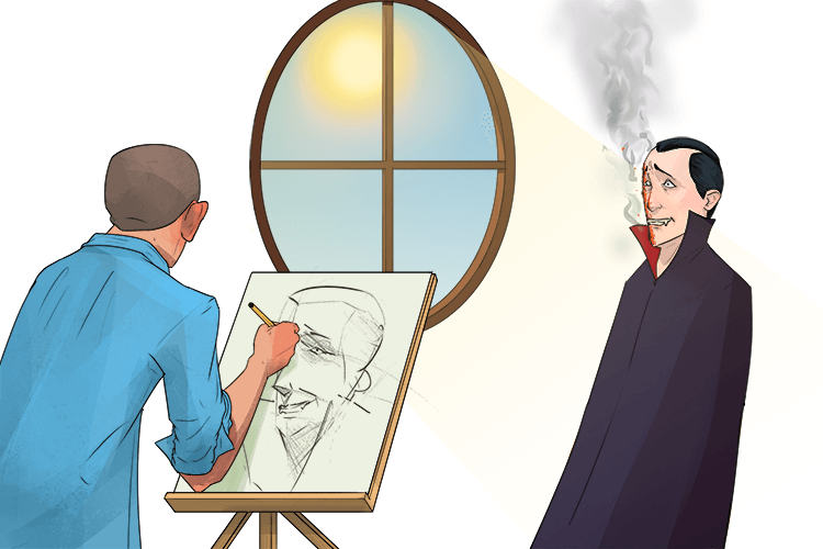 The drawing was done during the day with sunlight (dessin) shining