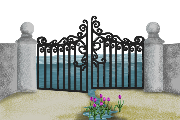 The irritable gates action (irrigation) is to open and apply controlled amounts of water to plants at needed intervals